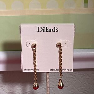 NWT Dillard’s Gold Scroll Drop Earrings #JW3